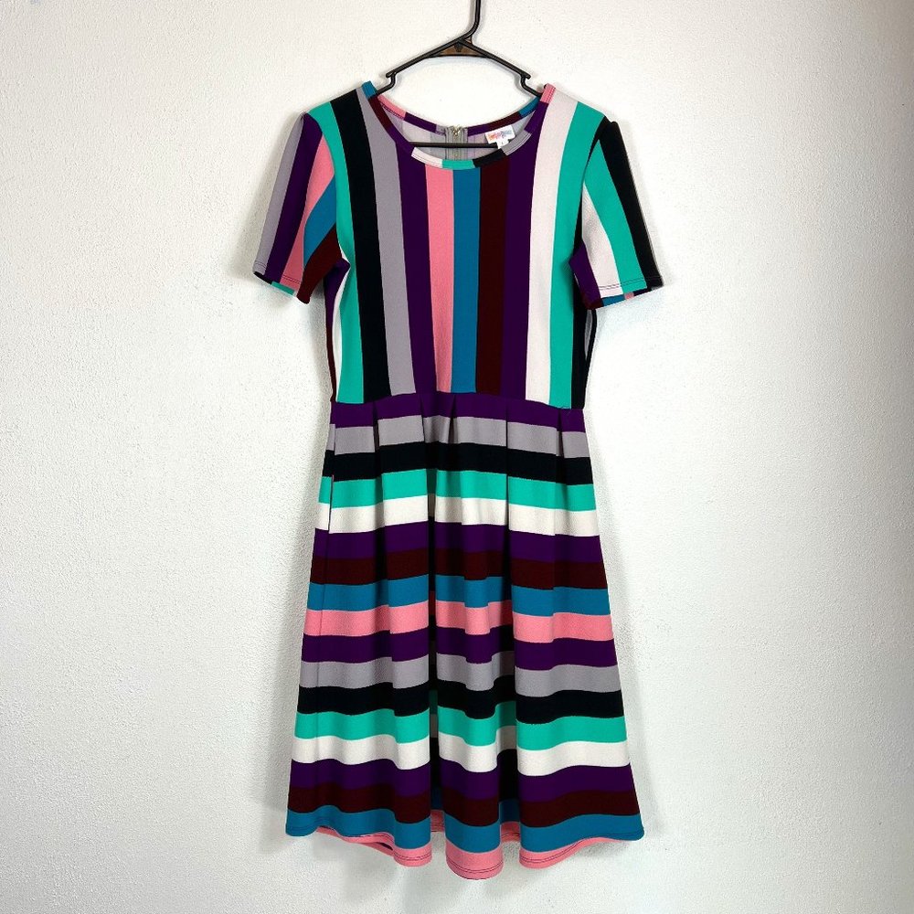 LULAROE AMELIA DRESS SIZE: L 14/16 PLEATS WITH HIDDEN POCKETS STRETCHY